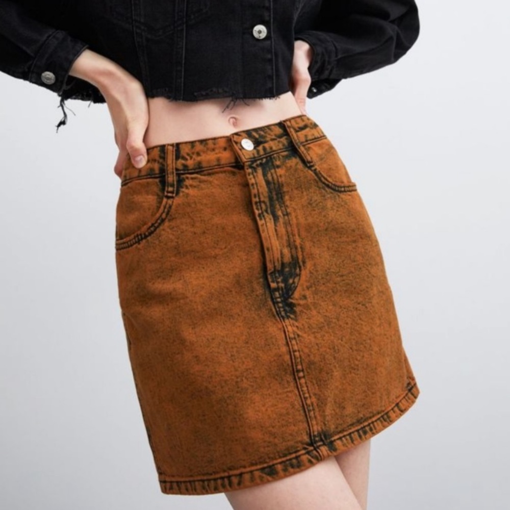 ZARA Acid Wash Denim Skirt